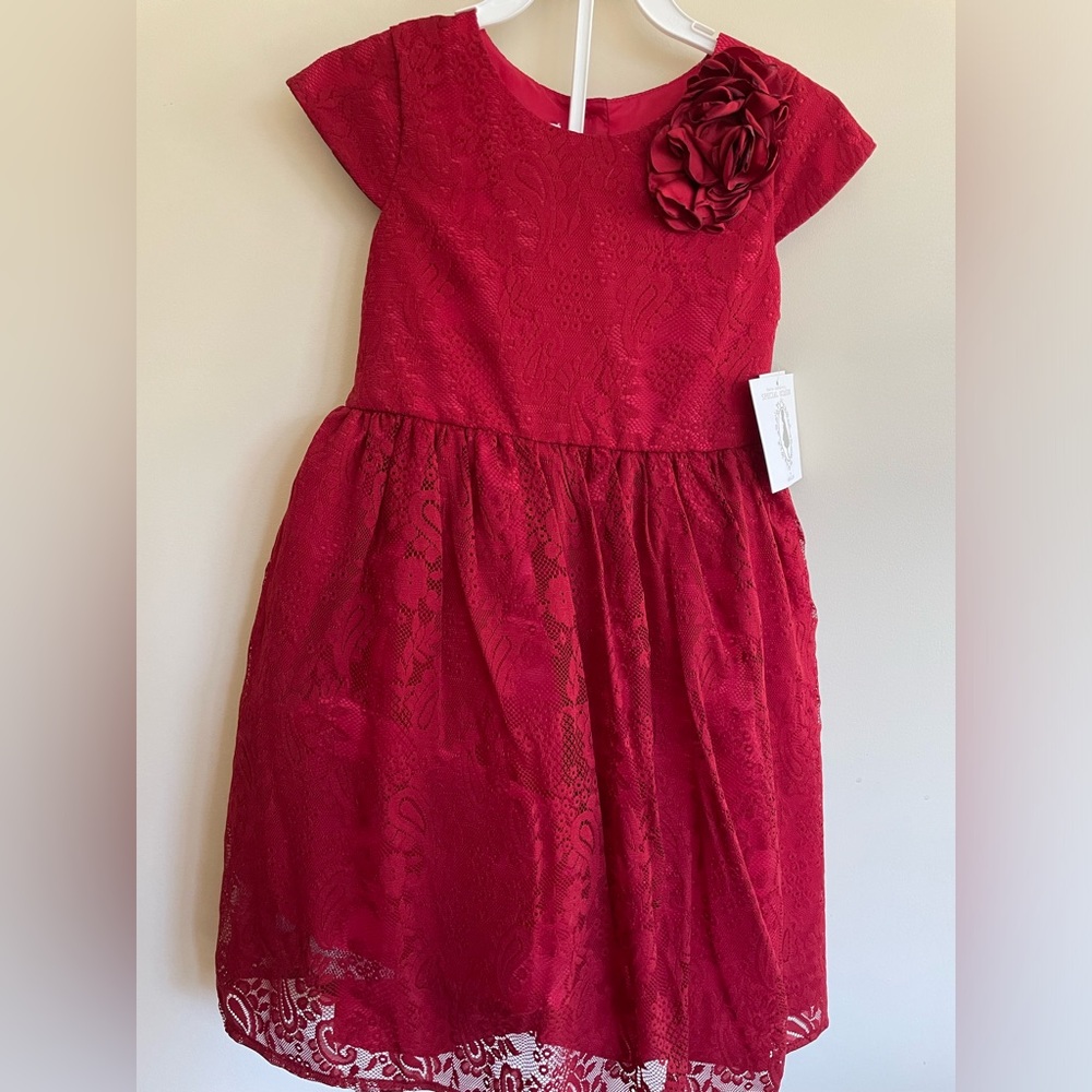 New with tags! Girls red lace special occasion dress, size 7